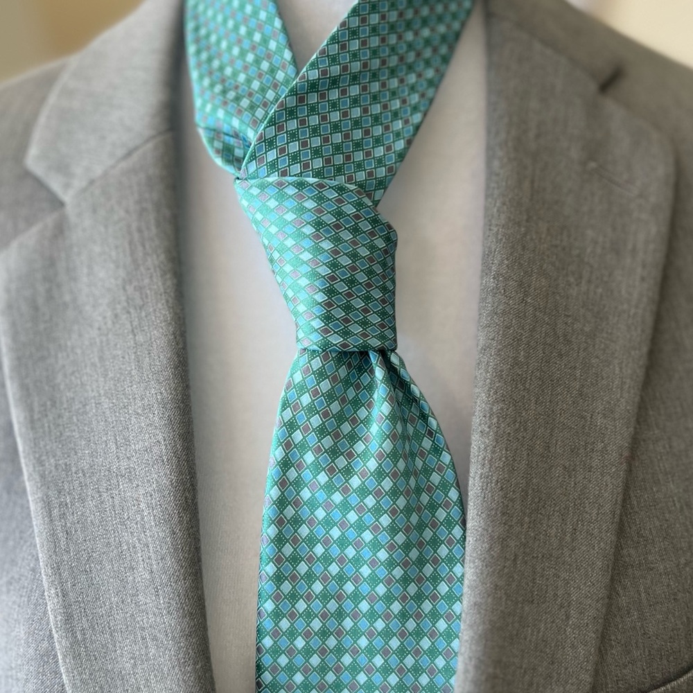 Kenneth Cole Aqua Checkered Tie